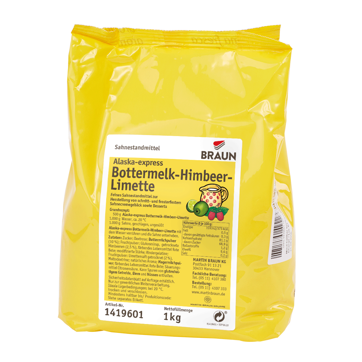 Alaska-express Bottermelk-Himbeer-Limette